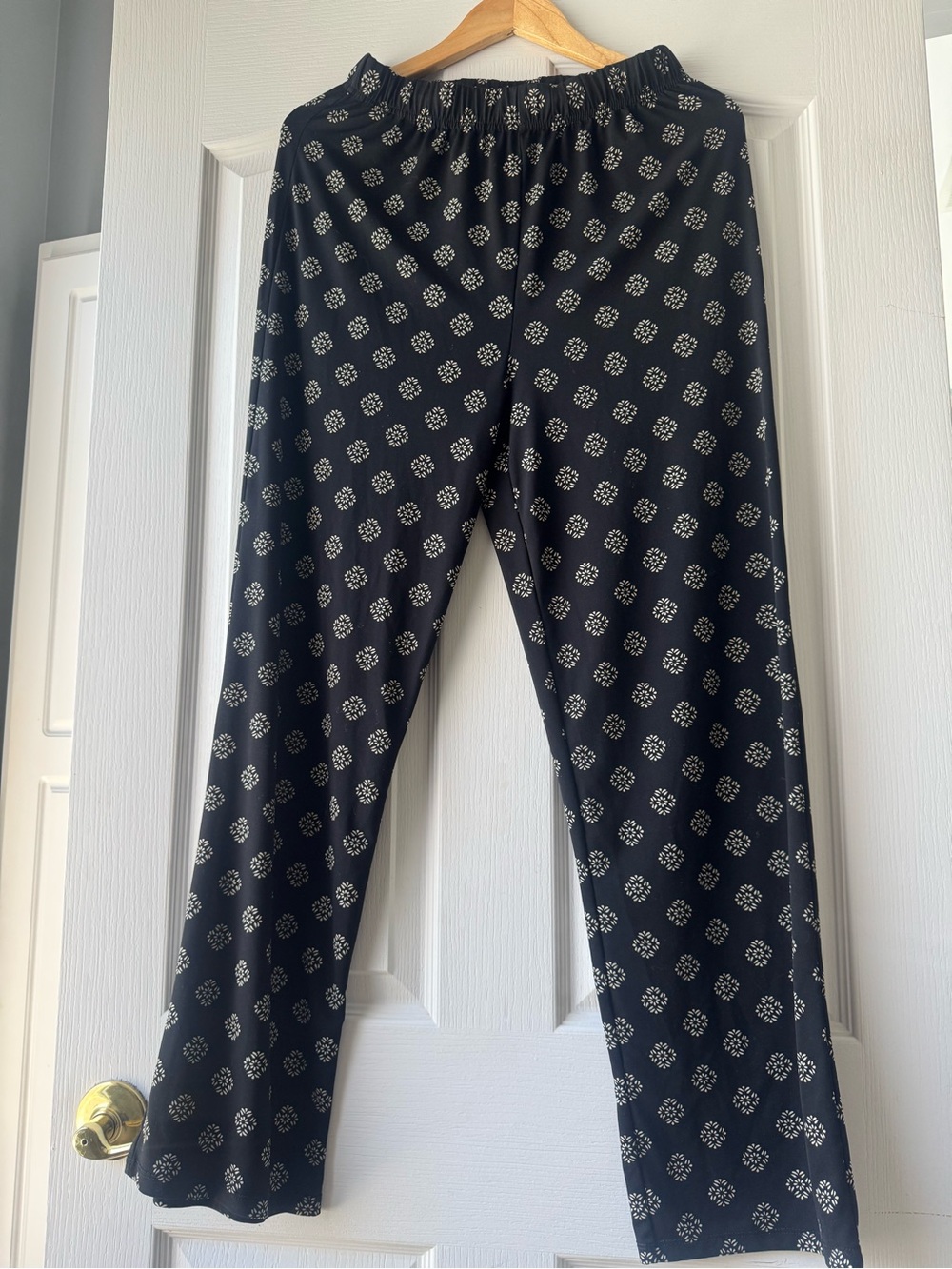Blair Black Pants with White Floral Medallions